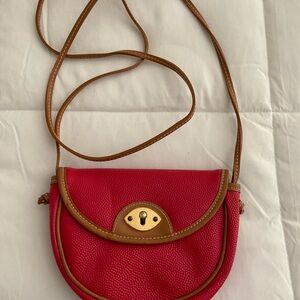 Vintage Red Leather Crossbody Bag